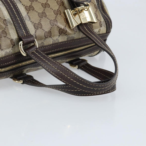 GUCCI GG Crystal Duchessa Hand Bag Coated Canvas Beige Gold Auth LNZ715