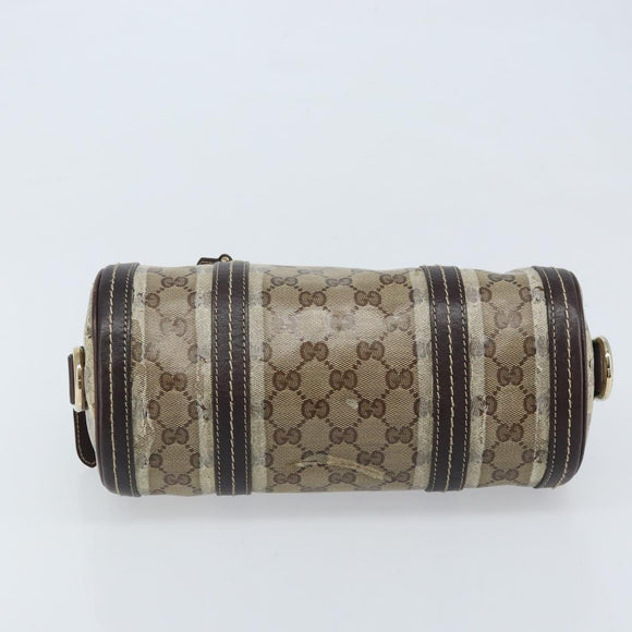 GUCCI GG Crystal Duchessa Hand Bag Coated Canvas Beige Gold Auth LNZ715