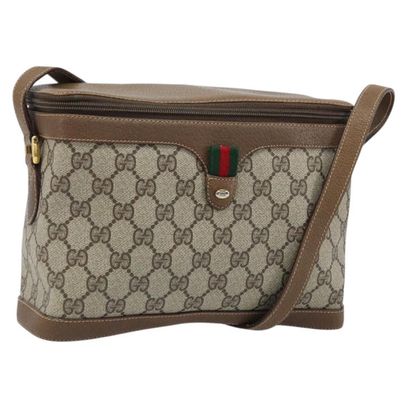 GUCCI GG Supreme Web Sherry Line Bag PVC Beige Gold 904 02 069 Auth LNZ716