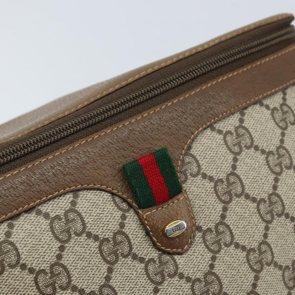 GUCCI GG Supreme Web Sherry Line Bag PVC Beige Gold 904 02 069 Auth LNZ716