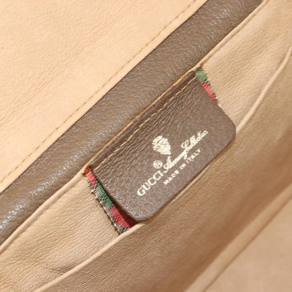 GUCCI GG Supreme Web Sherry Line Bag PVC Beige Gold 904 02 069 Auth LNZ716
