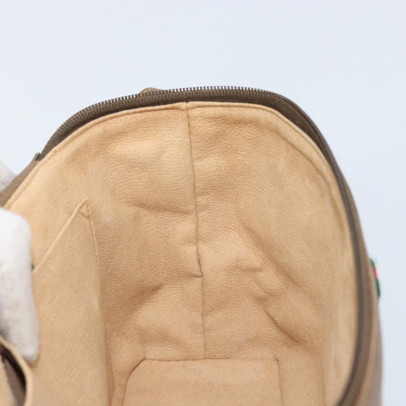 GUCCI GG Supreme Web Sherry Line Bag PVC Beige Gold 904 02 069 Auth LNZ716