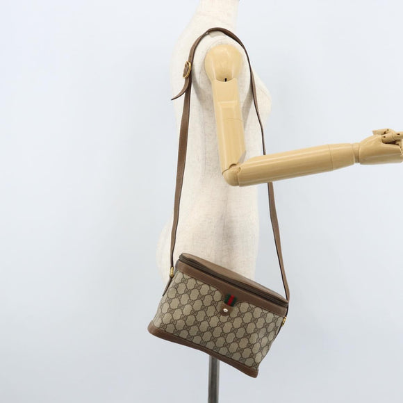 GUCCI GG Supreme Web Sherry Line Bag PVC Beige Gold 904 02 069 Auth LNZ716