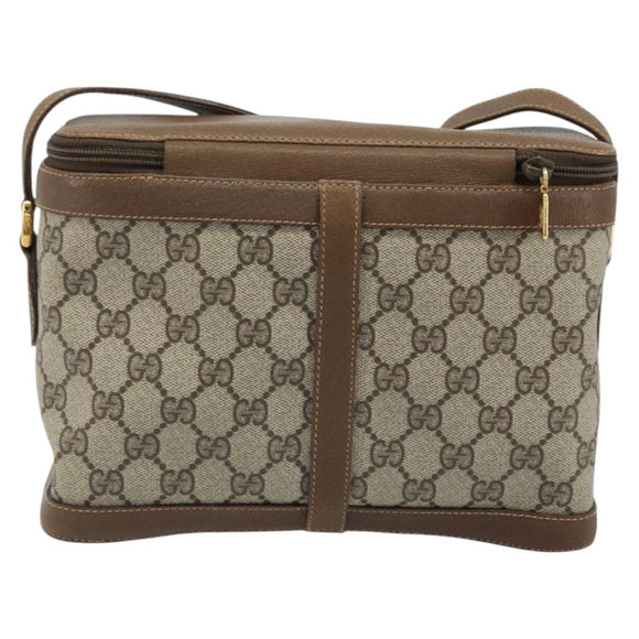 GUCCI GG Supreme Web Sherry Line Bag PVC Beige Gold 904 02 069 Auth LNZ716
