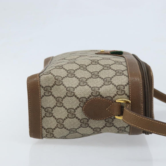 GUCCI GG Supreme Web Sherry Line Bag PVC Beige Gold 904 02 069 Auth LNZ716