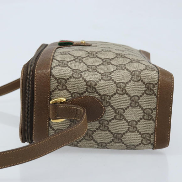 GUCCI GG Supreme Web Sherry Line Bag PVC Beige Gold 904 02 069 Auth LNZ716