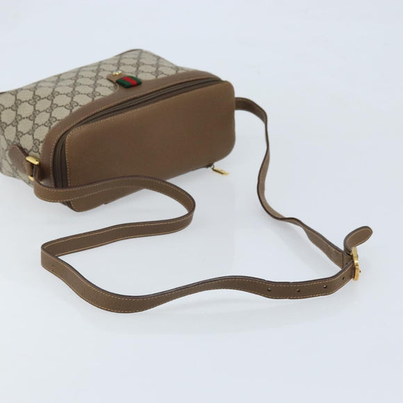 GUCCI GG Supreme Web Sherry Line Bag PVC Beige Gold 904 02 069 Auth LNZ716