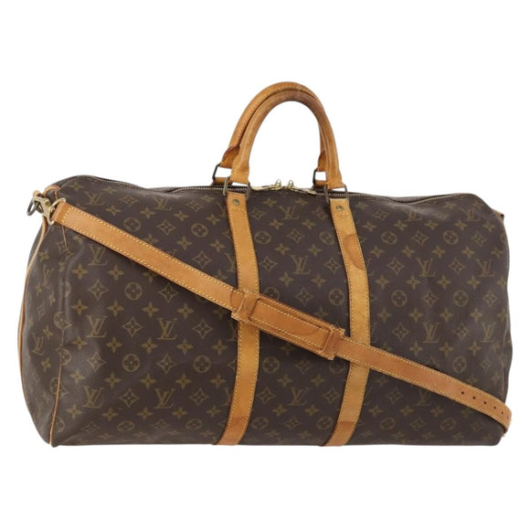 LOUIS VUITTON Monogram Keepall Bandouliere 55 Boston Bag M41414 LV Auth LNZ723