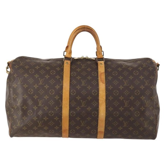 LOUIS VUITTON Monogram Keepall Bandouliere 55 Boston Bag M41414 LV Auth LNZ723