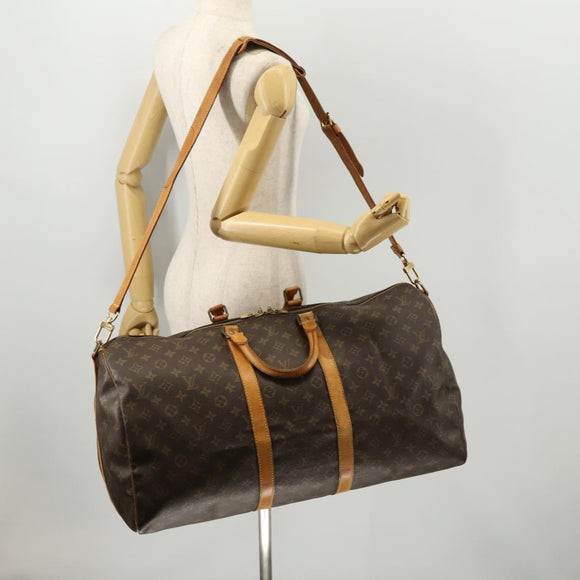 LOUIS VUITTON Monogram Keepall Bandouliere 55 Boston Bag M41414 LV Auth LNZ723