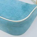 CELINE C Macadam Canvas Accessoire Pouch Suède Lichtblauw Goud Auth LNZ731A-10