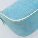 CELINE C Macadam Canvas Accessoire Pouch Suède Lichtblauw Goud Auth LNZ731A-11