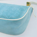 CELINE C Macadam Canvas Accessoire Pouch Suède Lichtblauw Goud Auth LNZ731A-12