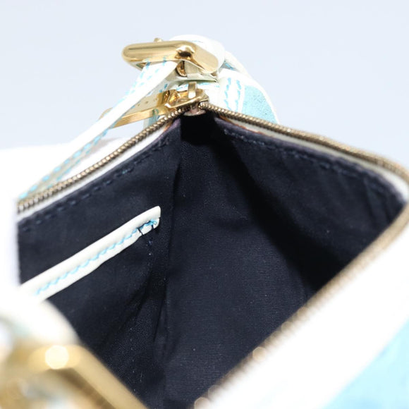CELINE C Macadam Canvas Accessoire Pouch Suède Lichtblauw Goud Auth LNZ731A