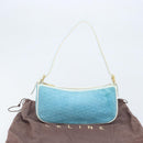 CELINE C Macadam Canvas Accessoire Pouch Suède Lichtblauw Goud Auth LNZ731A-22