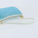 CELINE C Macadam Canvas Accessoire Pouch Suède Lichtblauw Goud Auth LNZ731A-7