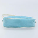 CELINE C Macadam Canvas Accessoire Pouch Suède Lichtblauw Goud Auth LNZ731A-9