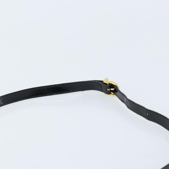 Salvatore Ferragamo Vala Hand Bag Patent leather 2way Black Gold Auth LNZ738