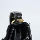 Salvatore Ferragamo Vala Hand Bag Patent leather 2way Black Gold Auth LNZ738-11