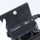 Salvatore Ferragamo Vala Hand Bag Patent leather 2way Black Gold Auth LNZ738-14