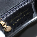 Salvatore Ferragamo Vala Hand Bag Patent leather 2way Black Gold Auth LNZ738-15