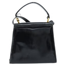 Salvatore Ferragamo Vala Hand Bag Patent leather 2way Black Gold Auth LNZ738-3