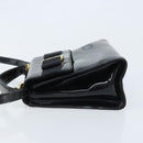 Salvatore Ferragamo Vala Hand Bag Patent leather 2way Black Gold Auth LNZ738-5