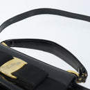 Salvatore Ferragamo Vala Hand Bag Patent leather 2way Black Gold Auth LNZ738-8