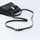 Salvatore Ferragamo Vala Hand Bag Patent leather 2way Black Gold Auth LNZ738-9