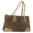 GUCCI GG Canvas Tote Bag Brown Gold 163805 Auth LNZ740-1