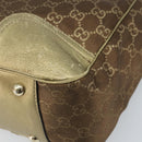 GUCCI GG Canvas Tote Bag Brown Gold 163805 Auth LNZ740-9