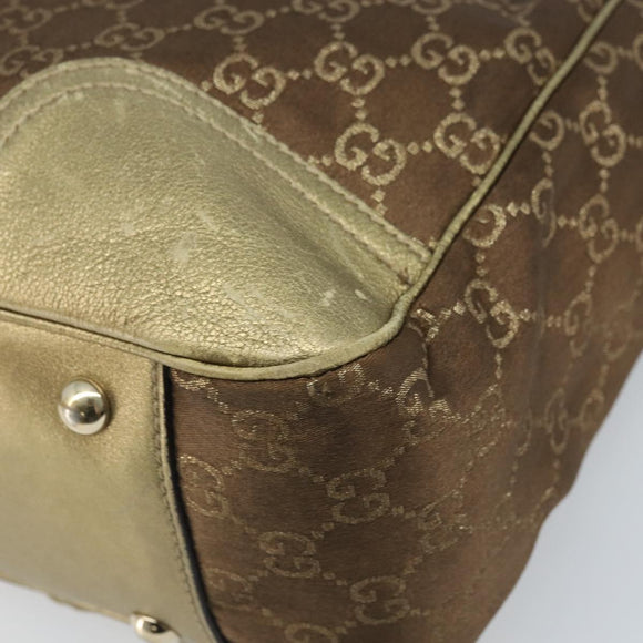 GUCCI GG Canvas Tote Bag Brown Gold 163805 Auth LNZ740