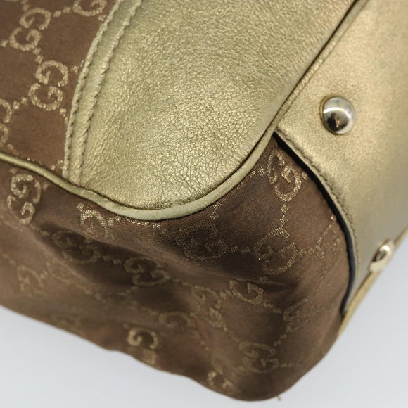 GUCCI GG Canvas Tote Bag Brown Gold 163805 Auth LNZ740