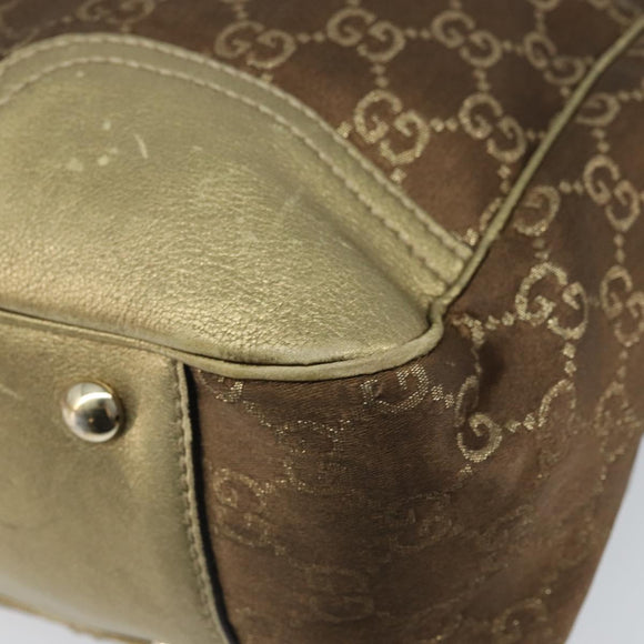 GUCCI GG Canvas Tote Bag Brown Gold 163805 Auth LNZ740