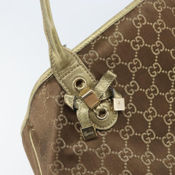 GUCCI GG Canvas Tote Bag Brown Gold 163805 Auth LNZ740