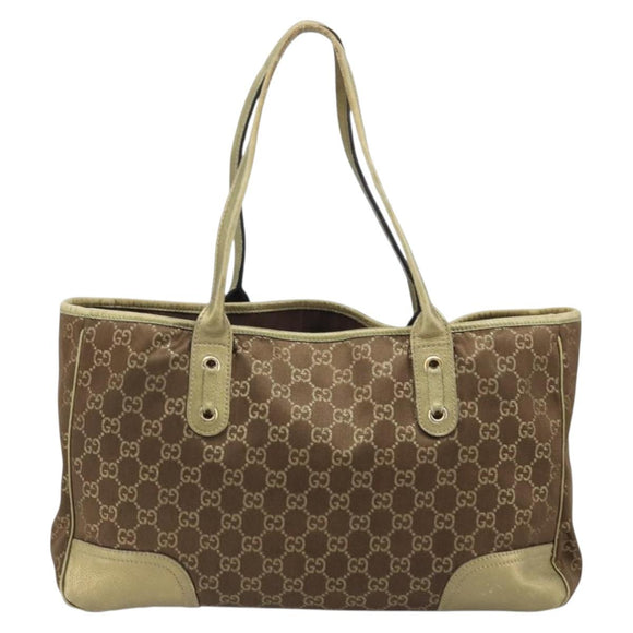 GUCCI GG Canvas Tote Bag Brown Gold 163805 Auth LNZ740