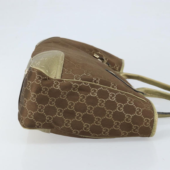 GUCCI GG Canvas Tote Bag Brown Gold 163805 Auth LNZ740