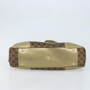 GUCCI GG Canvas Tote Bag Brown Gold 163805 Auth LNZ740-5