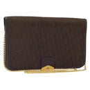 Christian Dior Trotter Canvas Chain Shoulder Bag Brown Gold Auth LNZ741-1