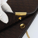 Christian Dior Trotter Canvas Chain Shoulder Bag Brown Gold Auth LNZ741-15