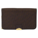 Christian Dior Trotter Canvas Chain Shoulder Bag Brown Gold Auth LNZ741-2