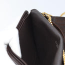 Christian Dior Trotter Canvas Chain Shoulder Bag Brown Gold Auth LNZ741-20