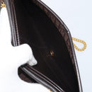 Christian Dior Trotter Canvas Chain Shoulder Bag Brown Gold Auth LNZ741-23