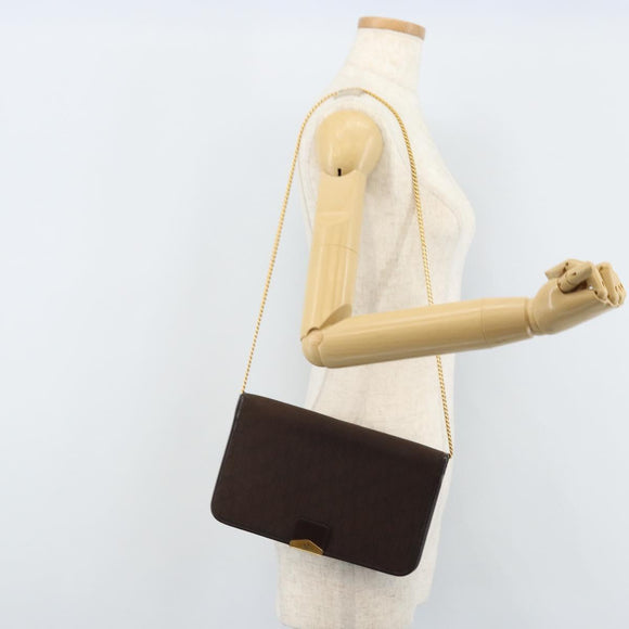 Christian Dior Trotter Canvas Chain Shoulder Bag Brown Gold Auth LNZ741