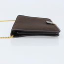 Christian Dior Trotter Canvas Chain Shoulder Bag Brown Gold Auth LNZ741-5
