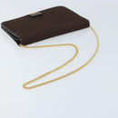 Christian Dior Trotter Canvas Chain Shoulder Bag Brown Gold Auth LNZ741-7