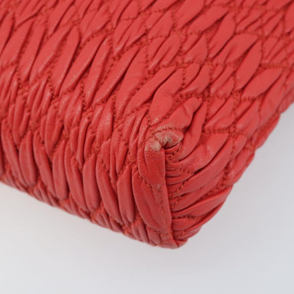 Miu Miu Matelassé Umhängetasche Leder 2way Rot Gold Auth LNZ743V