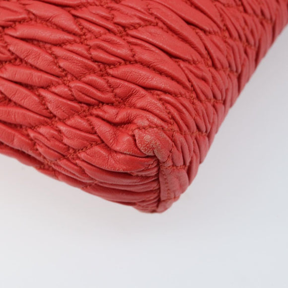 Miu Miu Matelassé Umhängetasche Leder 2way Rot Gold Auth LNZ743V