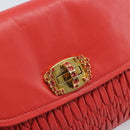 Miu Miu Matelassé Umhängetasche Leder 2way Rot Gold Auth LNZ743V-18