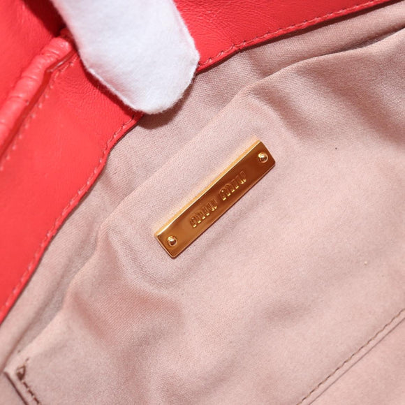 Miu Miu Matelassé Umhängetasche Leder 2way Rot Gold Auth LNZ743V